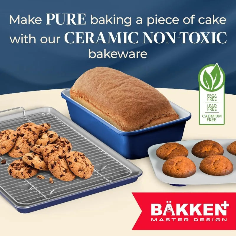 8-Piece Stackable Bakeware Set  Ceramic Non-Stick Coating, Baking Sheets, Assorted Baking Pans, PTFE, PFOA & PFOS