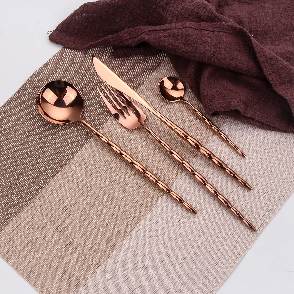 Stainless Steel Western Tableware Set Gold Cutlery Knife Fork Spoon Silver Dinnerware Mirror Kitchen Utensils 20 24 32Pcs