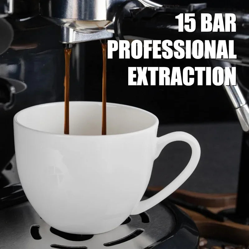 Espresso Machine 15 Bar, Coffee Maker With Milk Frother Steam Wand, Built-In Bean Grinder,  with 70oz Removable Water Tank