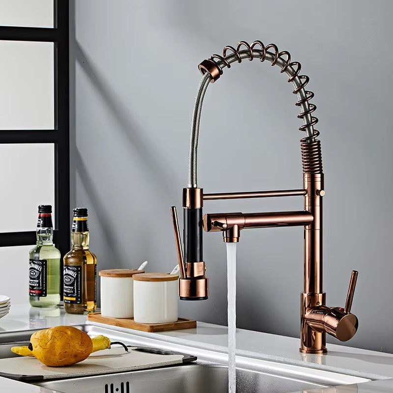 Pull Out Kitchen Faucet Rose Gold Kitchen Sink Mixer Tap Kitchen Faucet Vanity Water Tap Rotating Faucet Sink Faucet