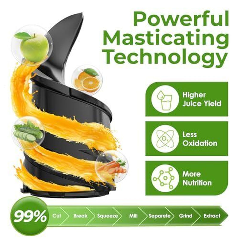 Masticating Juicer Machines, 350W Slow Cold Press Juicer with Stainless Steel