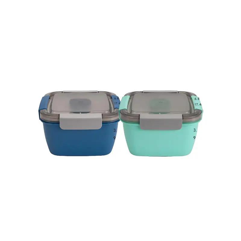 Household Essentials Portable 2 Layer Compartment Lunch Box with Fork, All-In-One Lunch Containers with 3 Compartments & Sauce Container, Lunch Storage Container, Kitchen Accessories, Kitchen Gadgets, Summer for Gift
