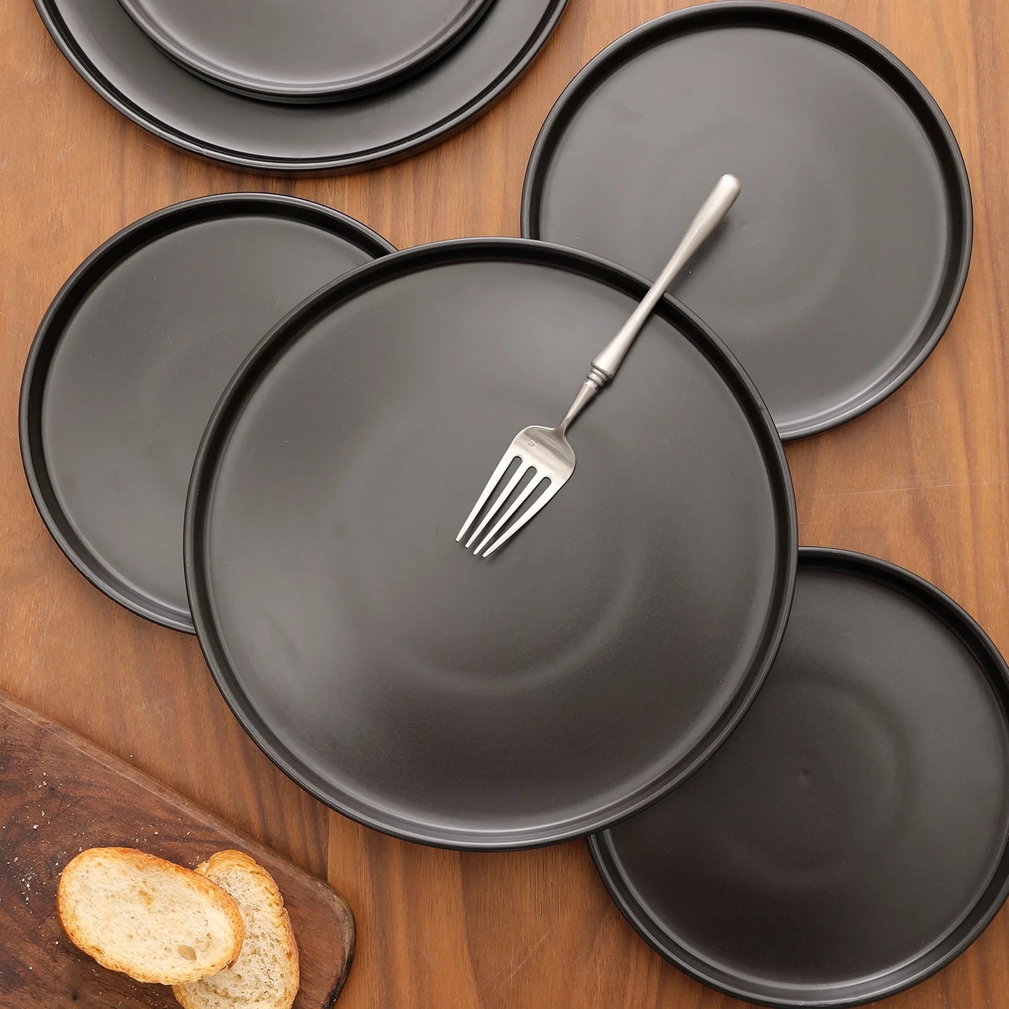Stone Lain Celina 24-Piece Dinnerware Set Stoneware, Service for 8, Black Matte
