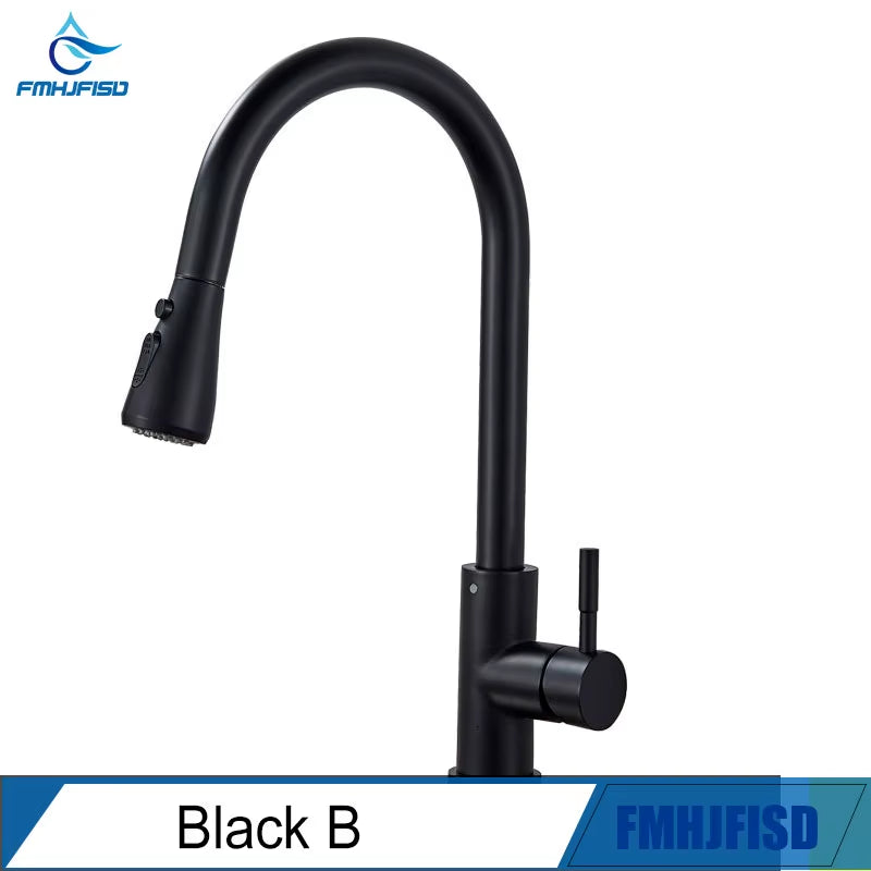 Kitchen Faucet Brushed Gold Pull Out Kitchen Sink Water Tap Single Handle Mixer Tap 360 Rotation Kitchen Shower Faucet