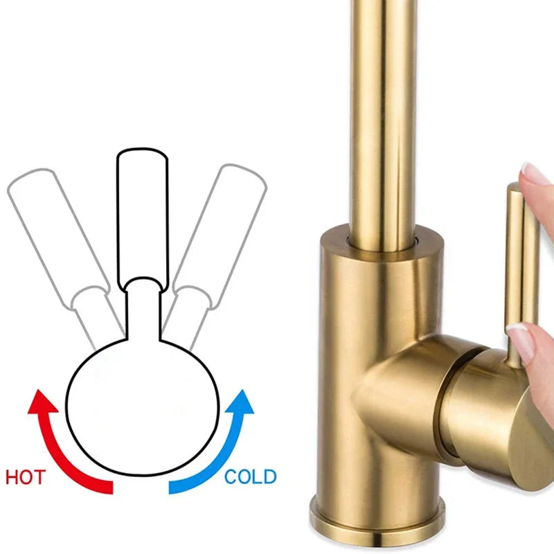 Elevate Your Kitchen Aesthetics with Our Elegant Gold Hot and Cold Water Faucet