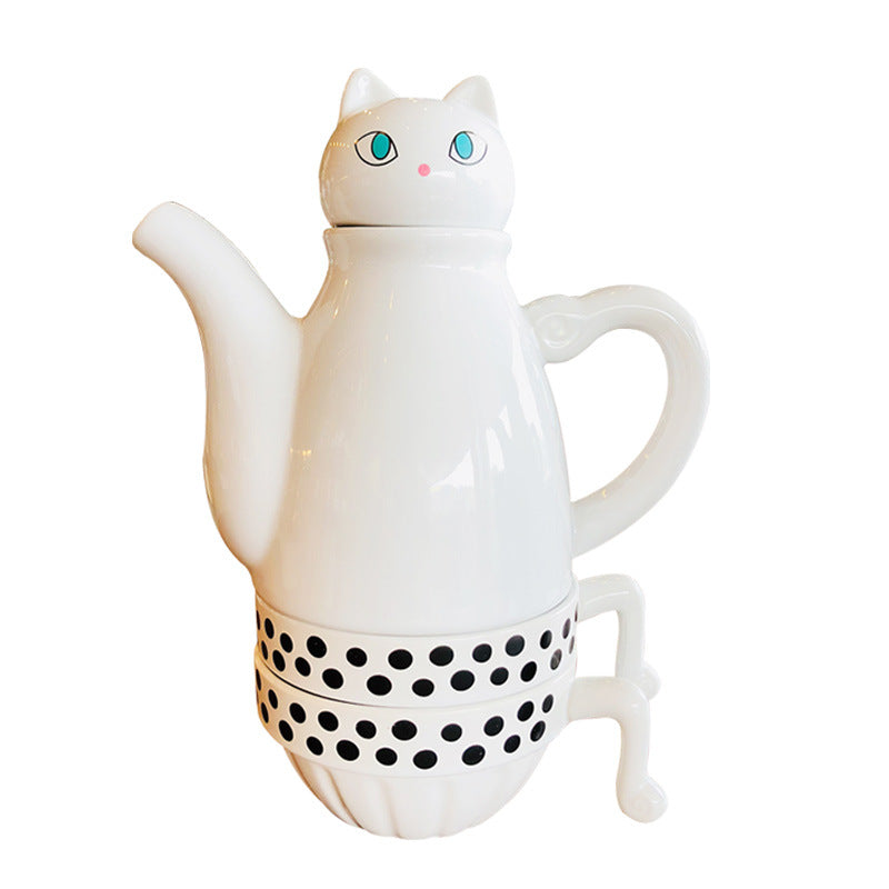 Color: White - A Set Of Creative Japanese-style Tea Pots With Built-in Teapot Strainer