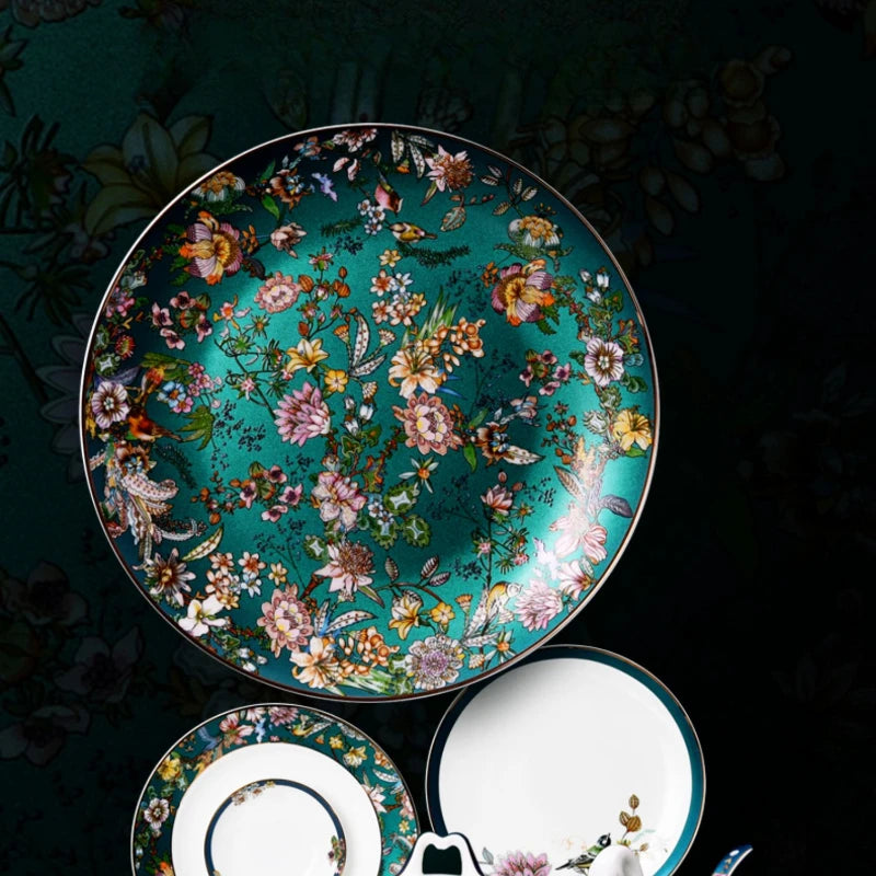 Fine China Home Dinnerware Sets Christmas Gift Women Luxury Kitchen Dinnerware Plates Guests Vajilla De Platos Dishes Set
