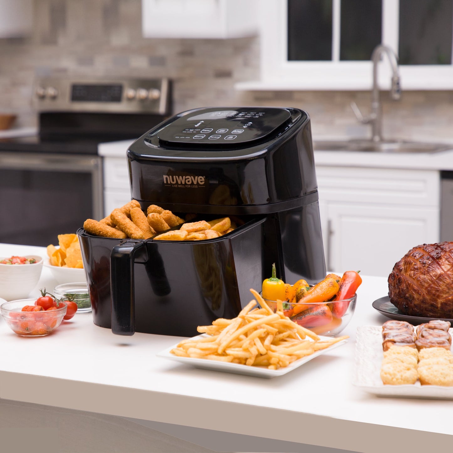 Nuwave Brio 6-Quart Digital Air Fryer with One-Touch Digital Controls, Automatic Shutoff, Stainless Steel, Cooking