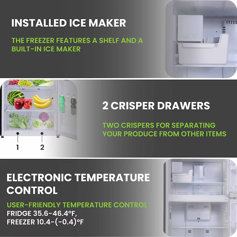 18-Cu Ft Counter-Depth Top-Freezer Refrigerator with Ice Maker (Black)