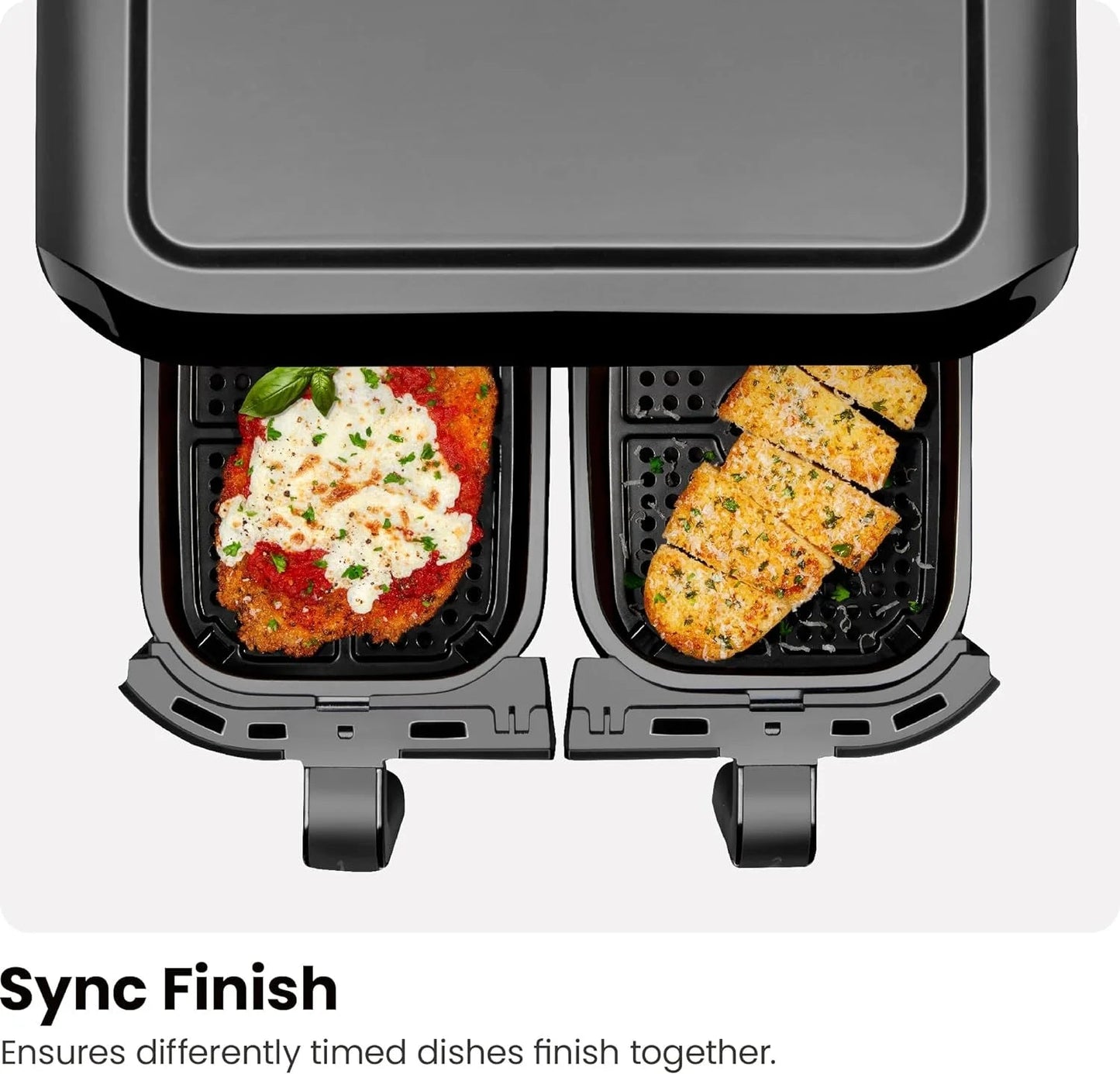 Chefman Dual Basket Air Fryer with Digital Touchscreen, Two Independent 3 Qt Baskets, Sync Finish - Black