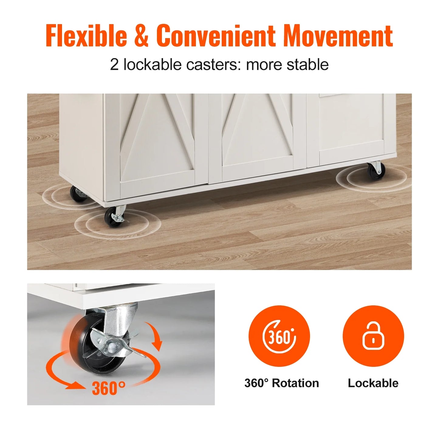 BENTISM 45.3-Inch Multifunctional Kitchen Island with Convenient Drawer and Adjustable Rack in Elegant White Finish
