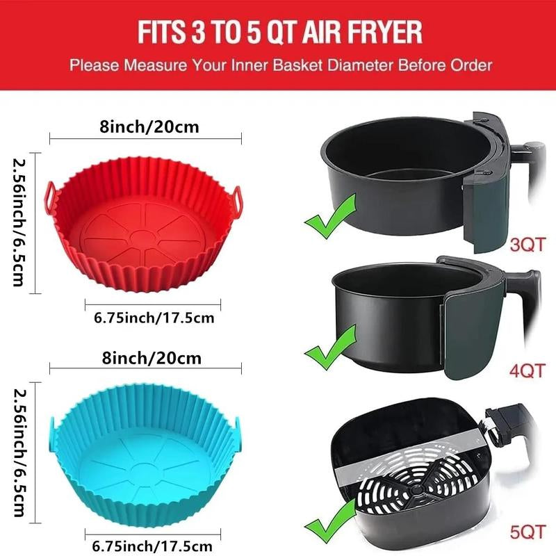 Air Fryer Silicone Liner, 2Pcs Reusable Air Fryer Replacement Basket, Fits 3 to 5 QT Air Fryer, Kitchen Gadgets, Kitchen Accessories, Kitchen Utensils