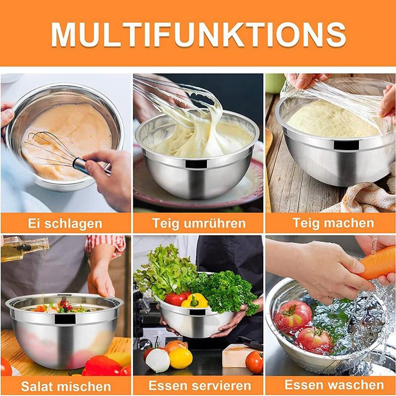 Stainless Steel Mixing Bowl Set - Stylish and Practical Kitchen Essential with Lids, Available in 5 or 10 Pieces