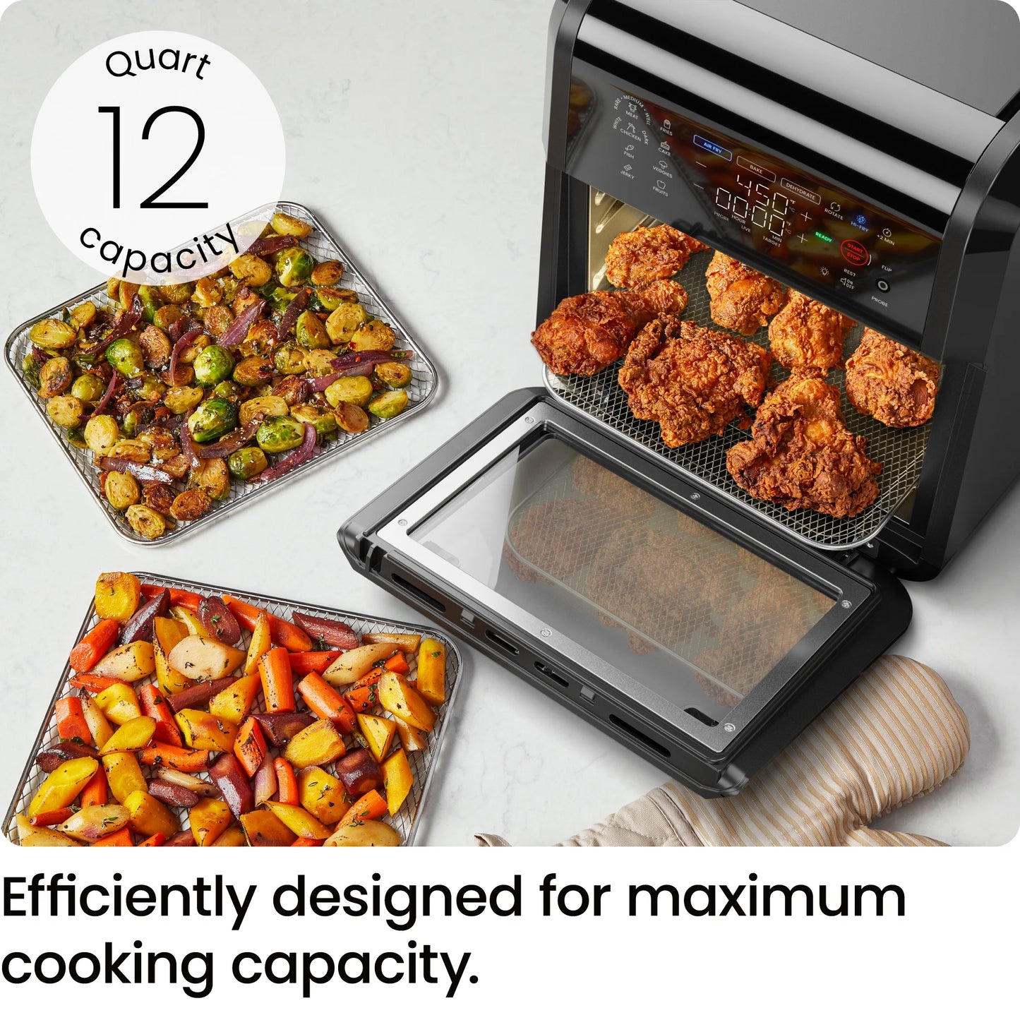 Chefman Exacttemp 12 Qt Air Fryer, Black - Automatic Shutoff, Digital Display