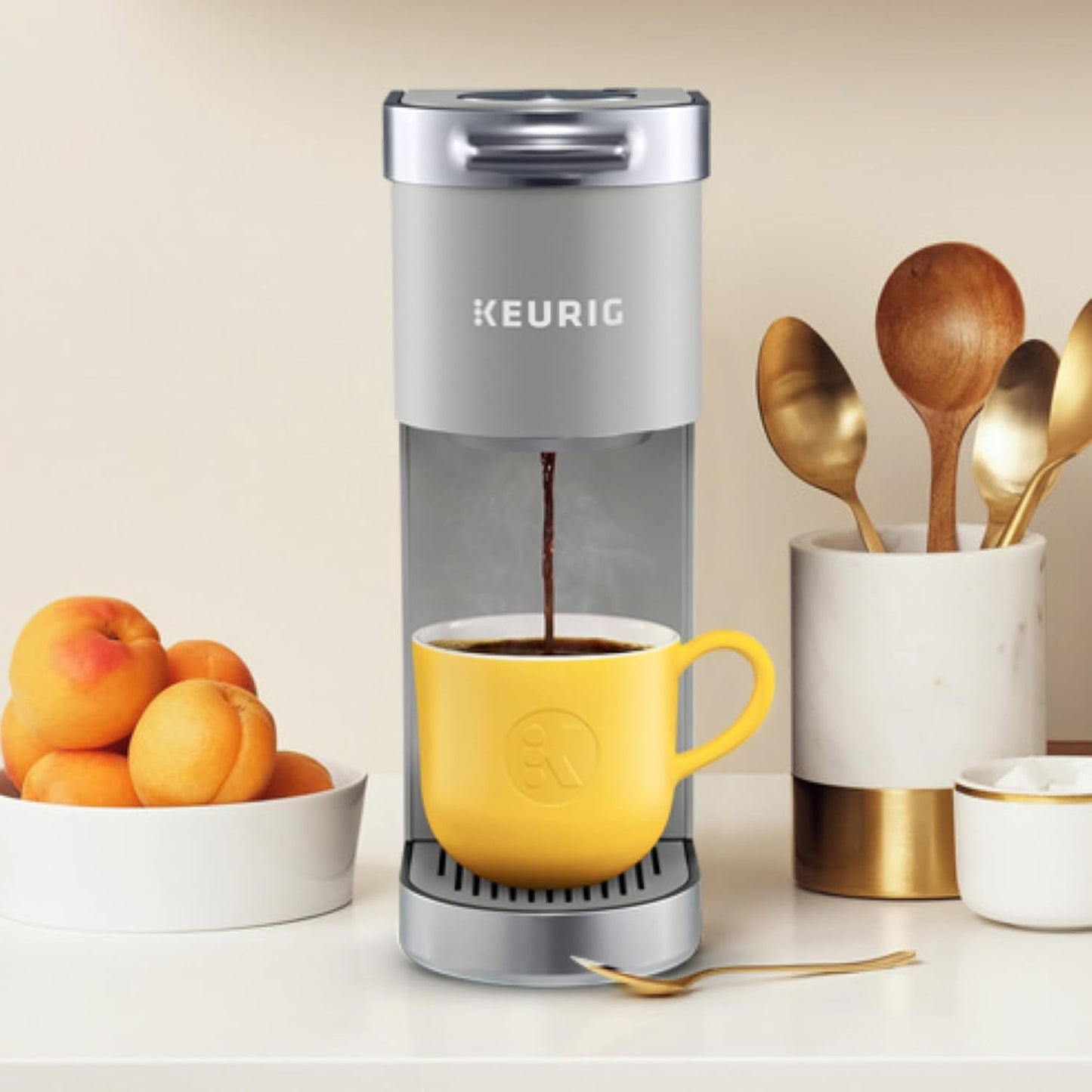 Keurig K-Mini Plus Coffee Maker - Compact & Convenient Single Serve with 6-12oz Brew Sizes, Holds 9 K-Cup Pods, Travel Mug Friendly - Studio Gray