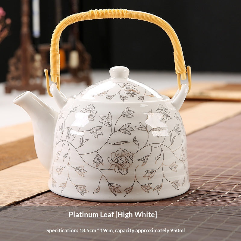 Style: Platinum Chrysanthemum Indicum, Specifications: 901mL - Traditional Teapot Ceramic PotLarge Capacity For Home Use