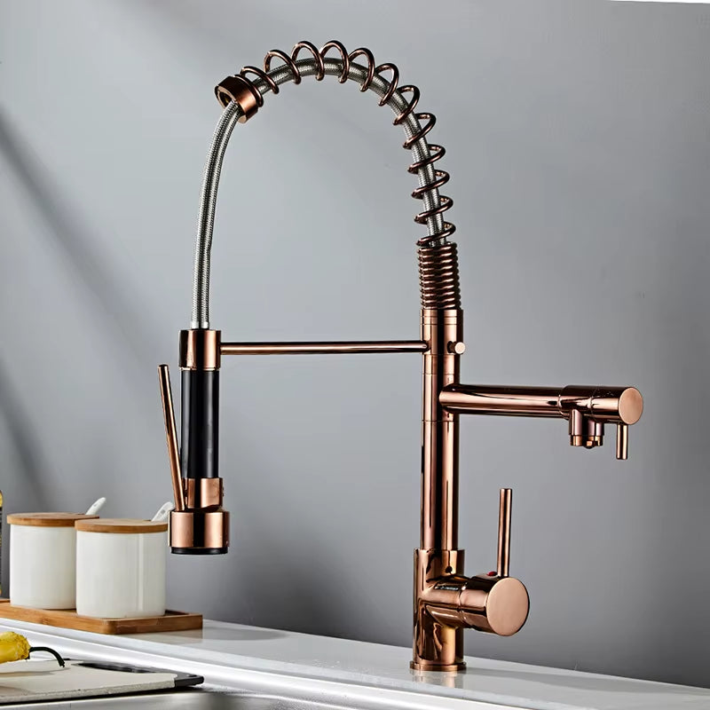 Pull Out Kitchen Faucet Rose Gold Kitchen Sink Mixer Tap Kitchen Faucet Vanity Water Tap Rotating Faucet Sink Faucet