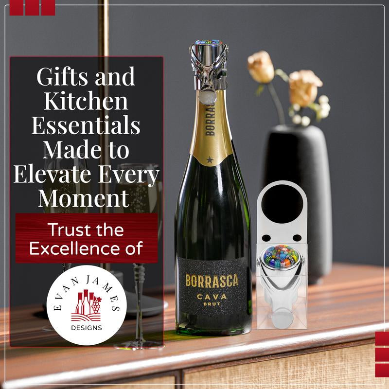 2 Wine & Champagne Stopper Bundle – Bottle Stoppers with Leakproof Seal Protects Both Wine & Sparkling Beverages – Champagne & Wine Gift for Women, Men and Moms