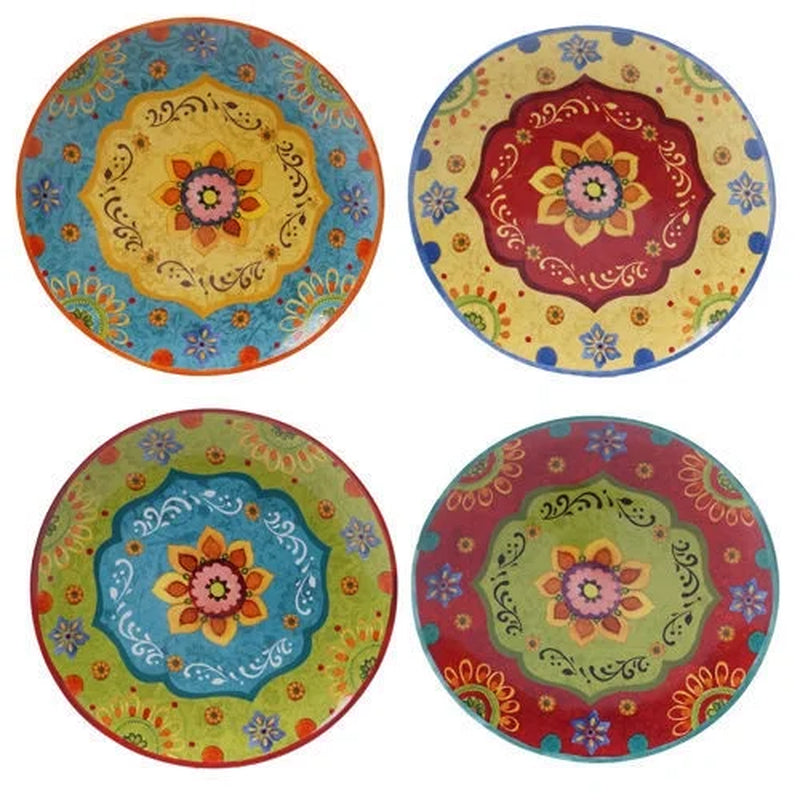 Vibrant, Beautiful, Colorful 100% Ceramic 16-Pc Dinnerware Set