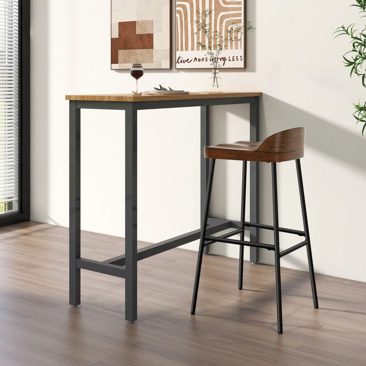 Elegant Industrial Low Back Bar Stools - Set of 2 with Footrests for Ultimate Comfort
