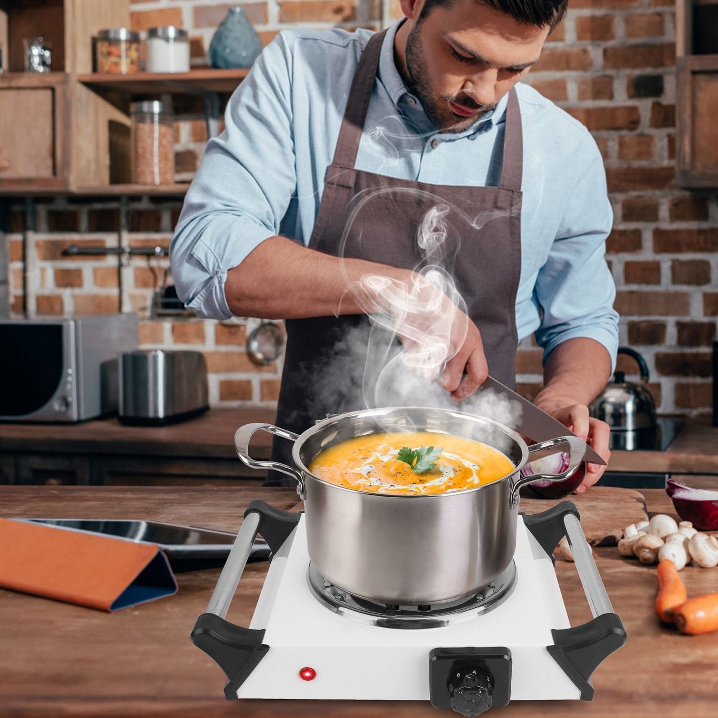Versatile 1000W Portable Coil Hot Plate with 5 Temperature Settings - Ideal for Camping & Road Trips!