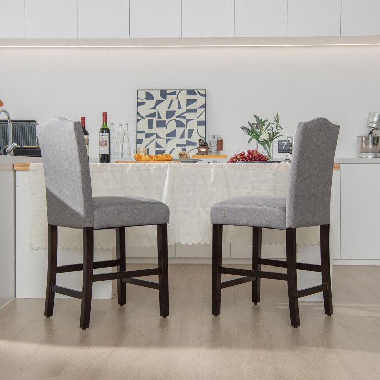 Elegant 25" Upholstered Counter Height Bar Stools - Comfort & Style with Rubber Wood Support (Set of 2)