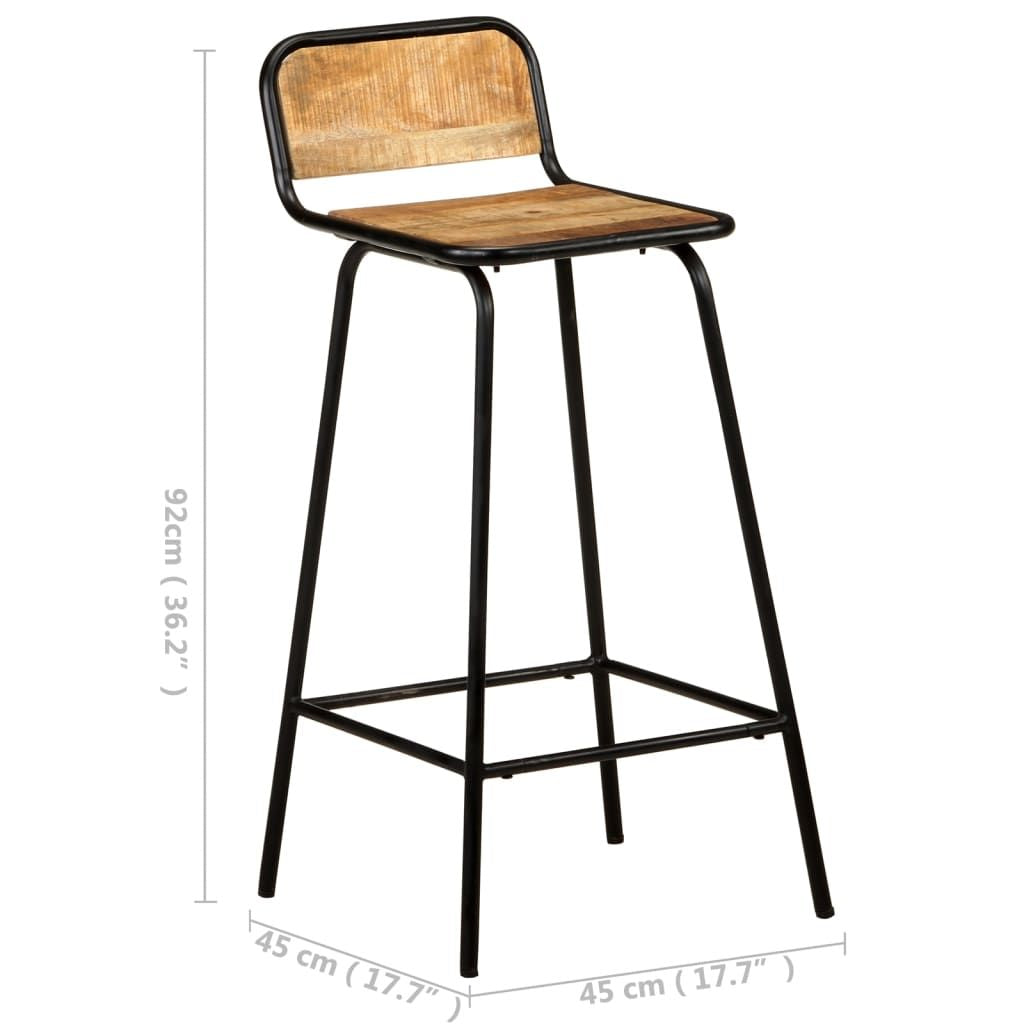 Stylish 4-Piece Solid Mango Wood Bar Stool Set with Powder-Coated Steel Frame