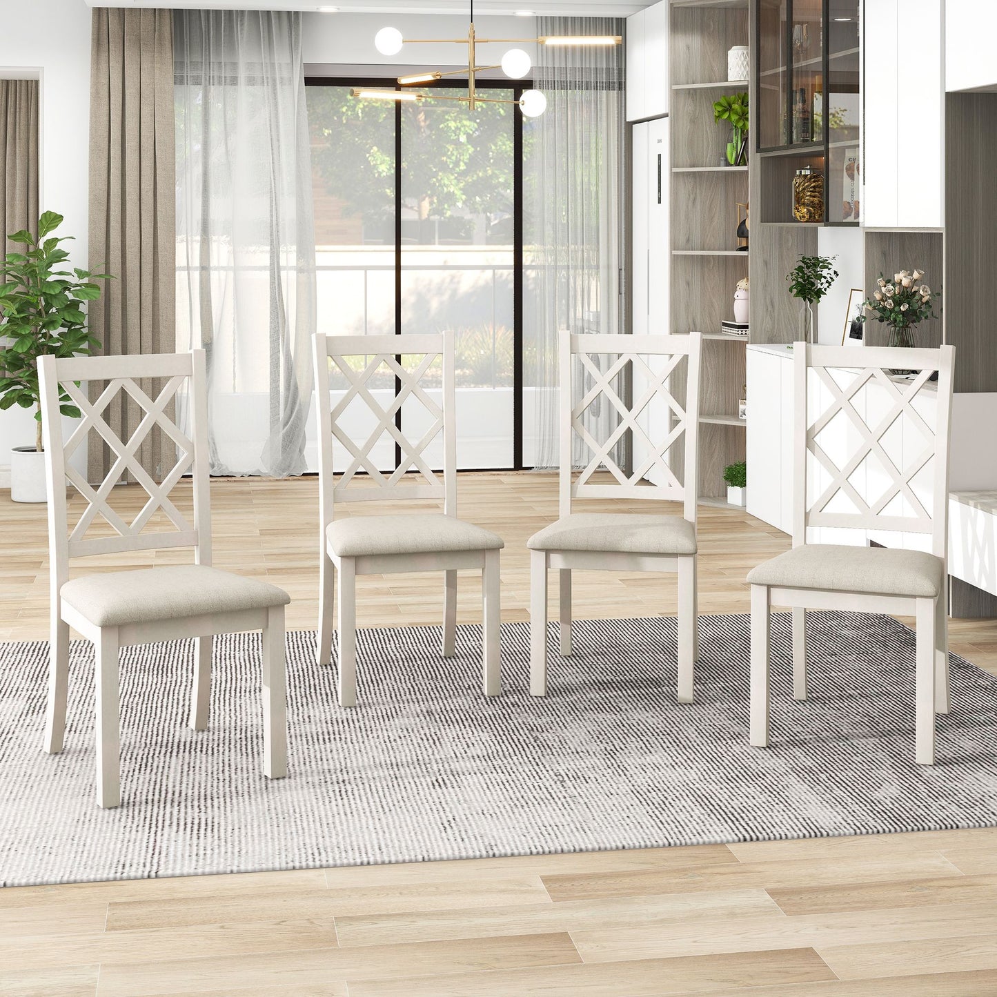Elegant Walnut Round Dining Set for 4 - Mid-Century Modern with Upholstered Chairs