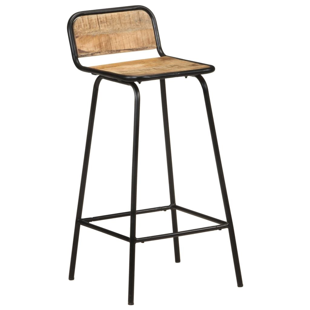 Stylish 4-Piece Solid Mango Wood Bar Stool Set with Powder-Coated Steel Frame