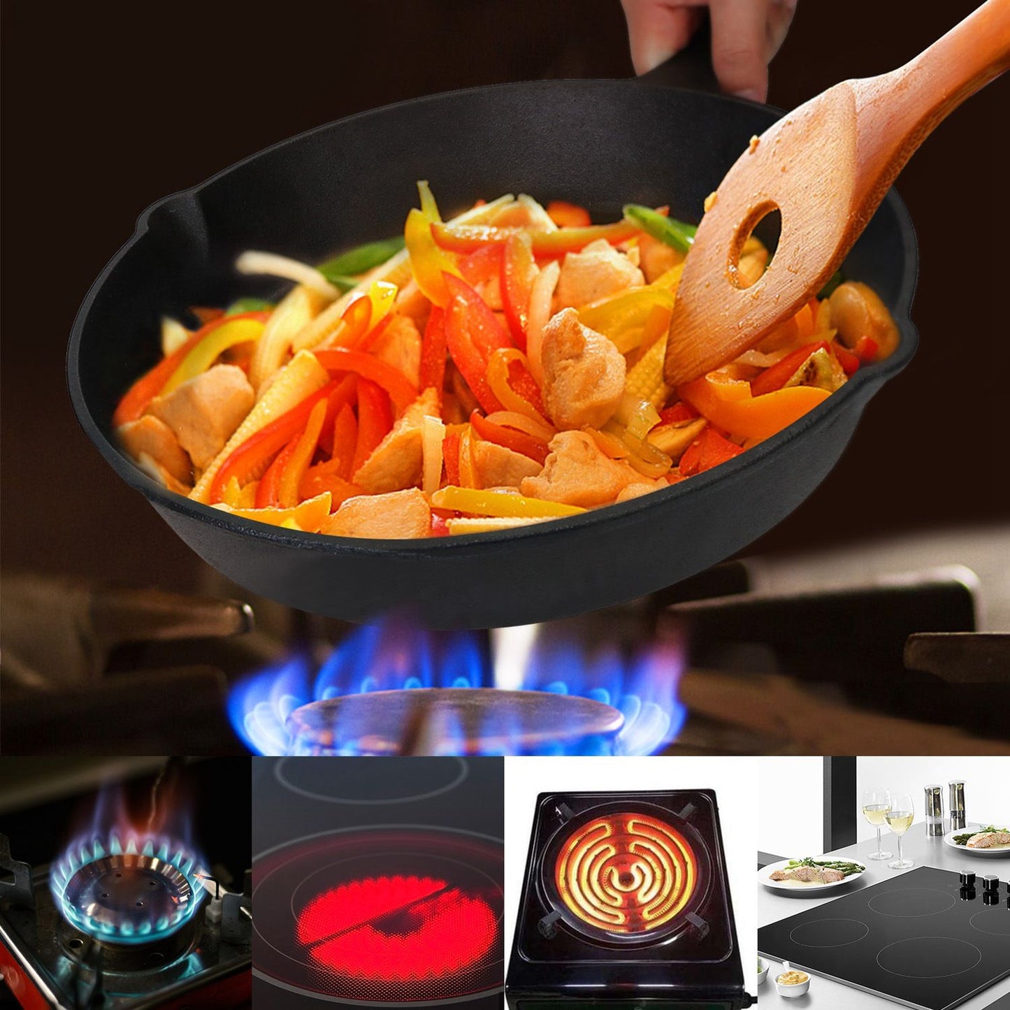 Ultimate 3-Piece Pre-Seasoned Cast Iron Skillet Set – Versatile & Non-Stick Cookware for Every Meal!