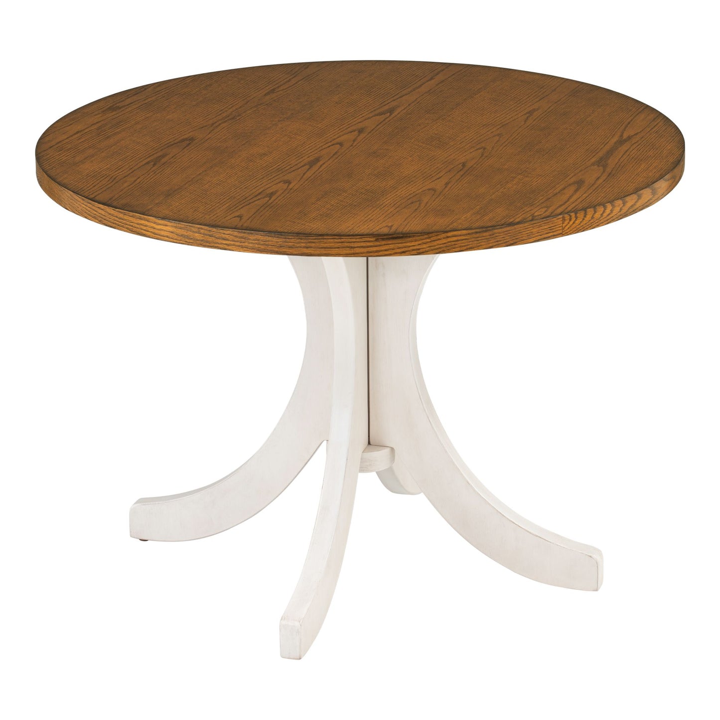 Elegant Walnut Round Dining Set for 4 - Mid-Century Modern with Upholstered Chairs