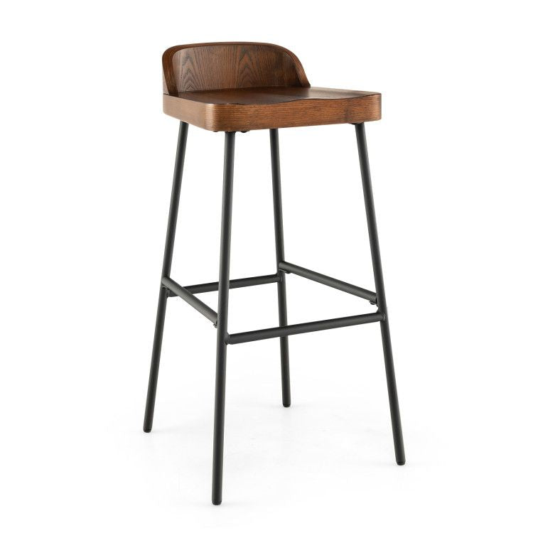 Elegant Industrial Low Back Bar Stools - Set of 2 with Footrests for Ultimate Comfort