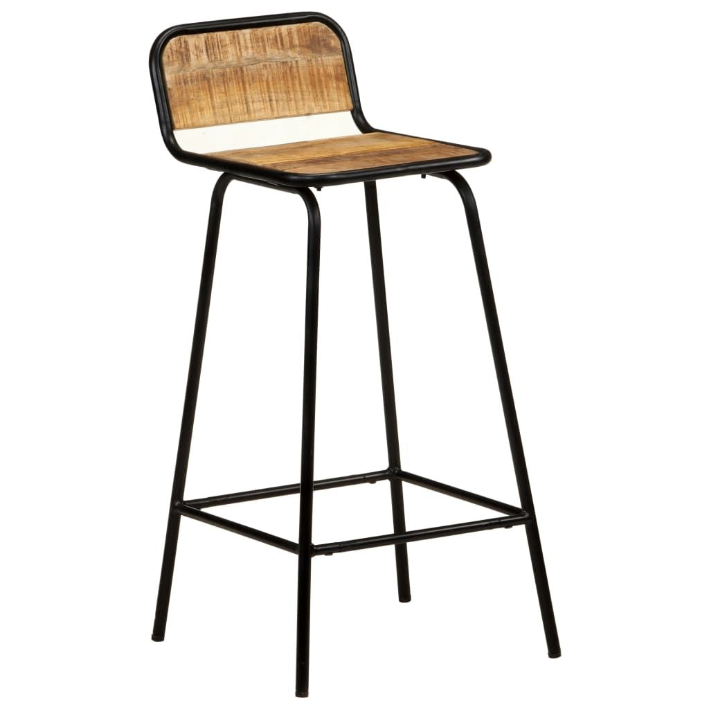 Stylish 4-Piece Solid Mango Wood Bar Stool Set with Powder-Coated Steel Frame