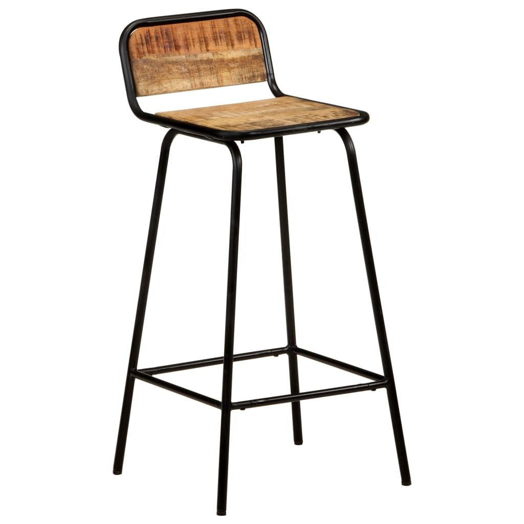Stylish 4-Piece Solid Mango Wood Bar Stool Set with Powder-Coated Steel Frame