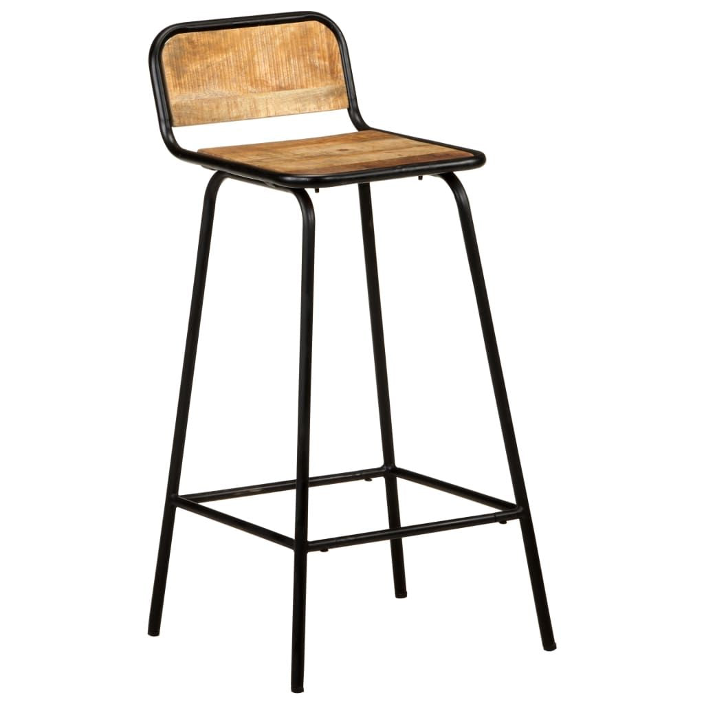 Stylish 4-Piece Solid Mango Wood Bar Stool Set with Powder-Coated Steel Frame