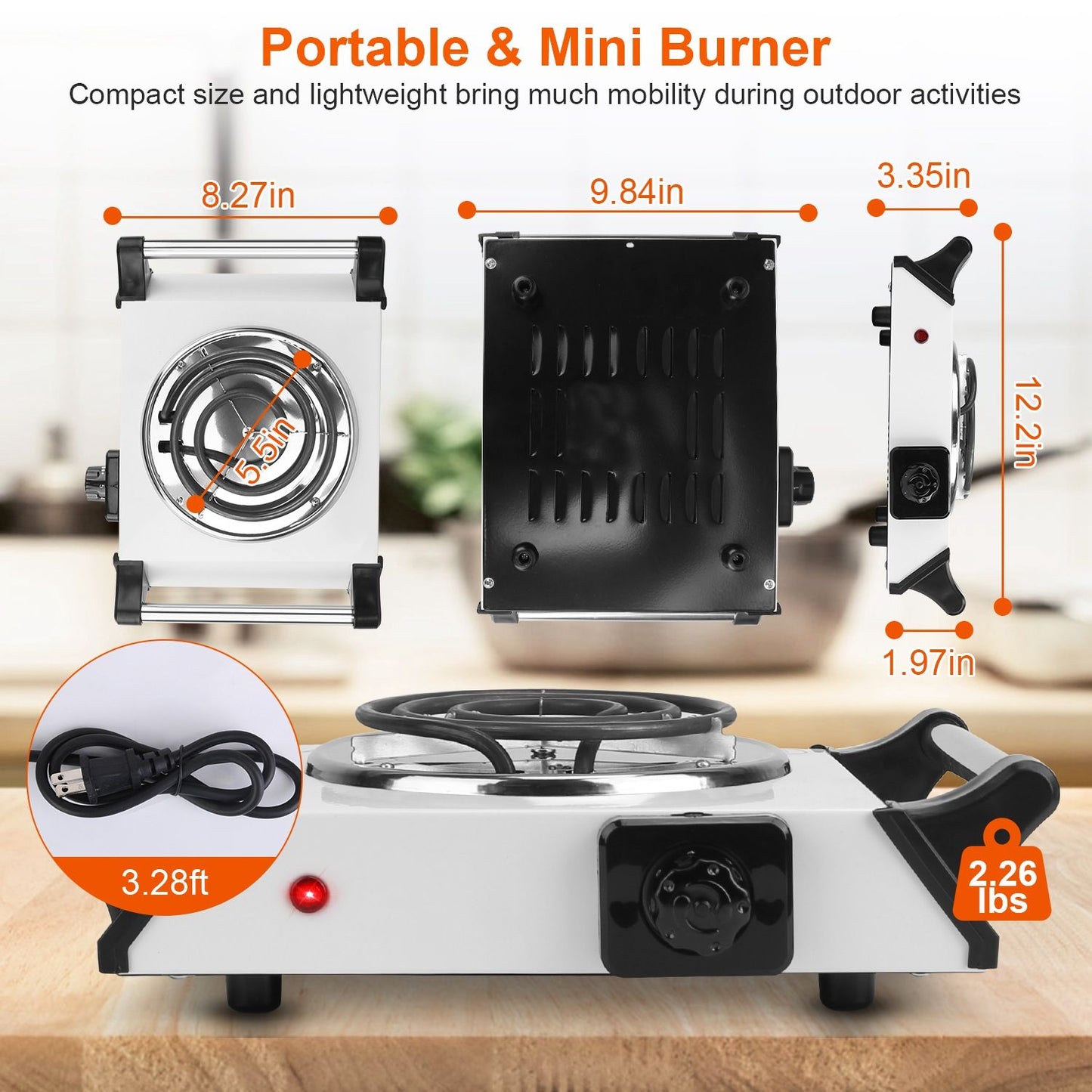 Versatile 1000W Portable Coil Hot Plate with 5 Temperature Settings - Ideal for Camping & Road Trips!