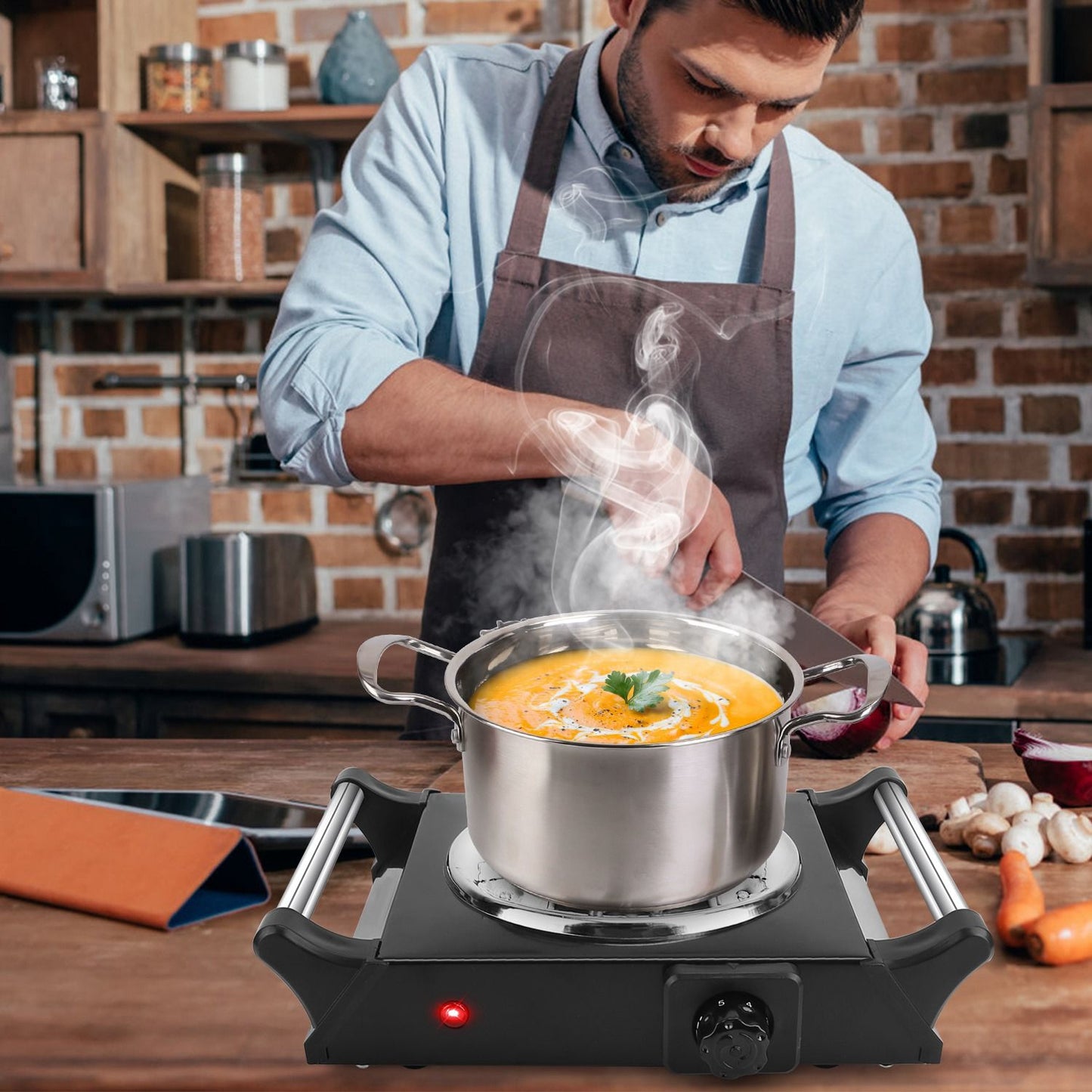 Versatile 1000W Portable Coil Hot Plate with 5 Temperature Settings - Ideal for Camping & Road Trips!