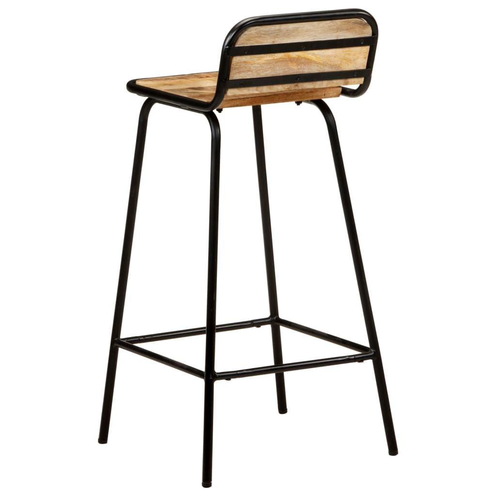 Stylish 4-Piece Solid Mango Wood Bar Stool Set with Powder-Coated Steel Frame