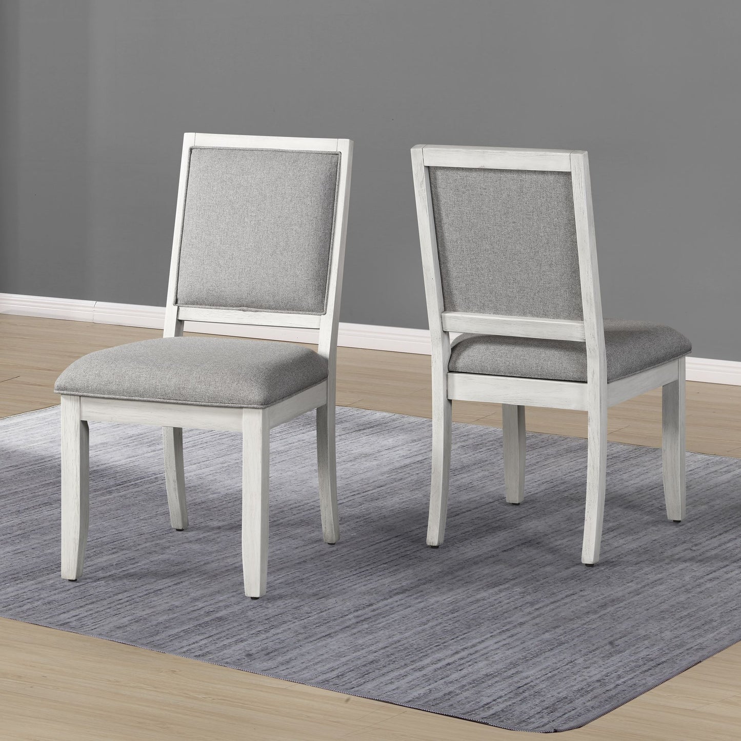 Elegant Dark Gray 5-Piece Round Dining Set with Marble Top and Rustic White Base