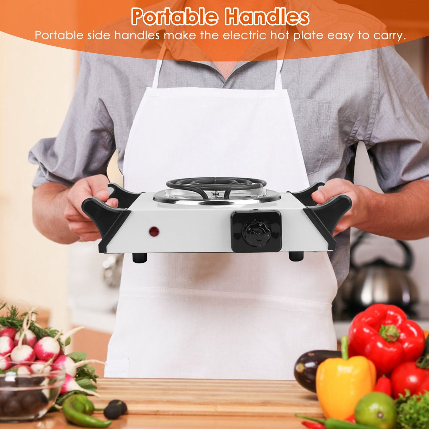 Versatile 1000W Portable Coil Hot Plate with 5 Temperature Settings - Ideal for Camping & Road Trips!