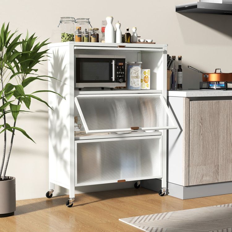 4-Tier Kitchen Bakers Rack with Flip Doors