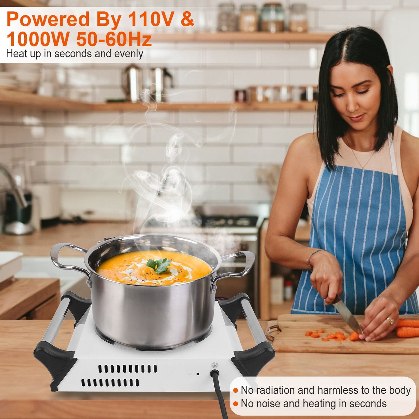 Versatile 1000W Portable Coil Hot Plate with 5 Temperature Settings - Ideal for Camping & Road Trips!