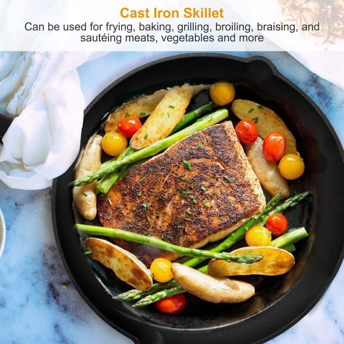 Ultimate 3-Piece Pre-Seasoned Cast Iron Skillet Set – Versatile & Non-Stick Cookware for Every Meal!