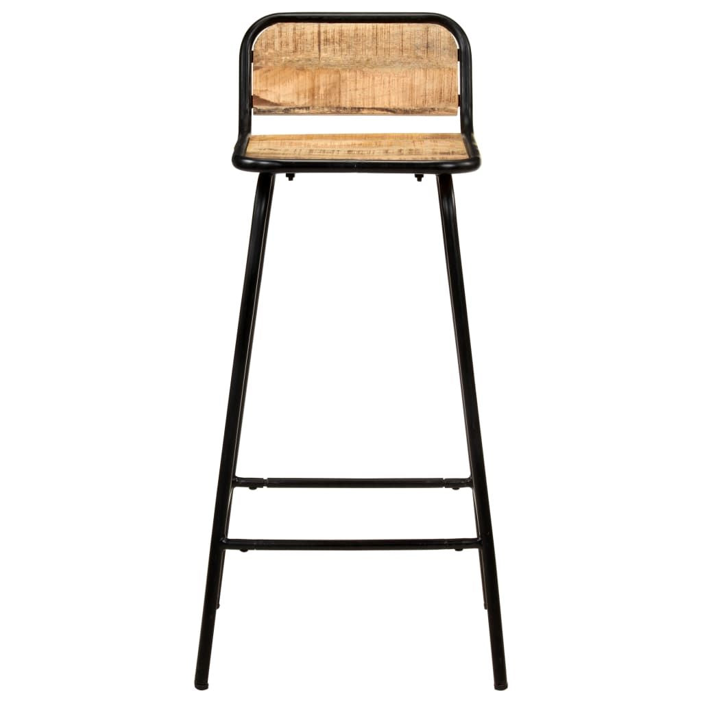 Stylish 4-Piece Solid Mango Wood Bar Stool Set with Powder-Coated Steel Frame