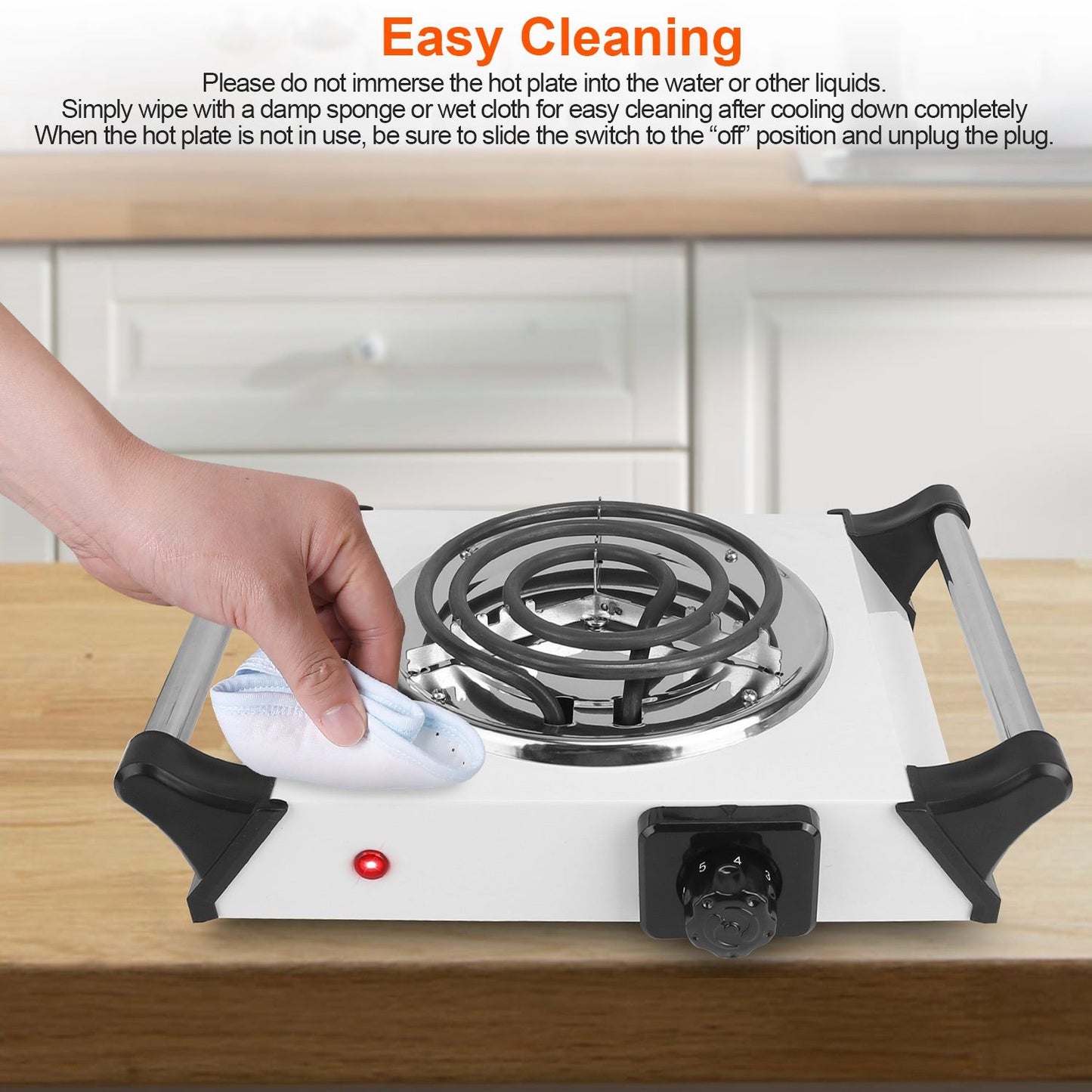 Versatile 1000W Portable Coil Hot Plate with 5 Temperature Settings - Ideal for Camping & Road Trips!