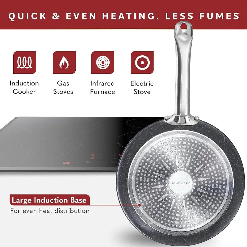 Pans Set Non Stick - Induction Compatible Kitchen Cookware Sets + Bakeware Sets - Non Stick, PFOA Free,