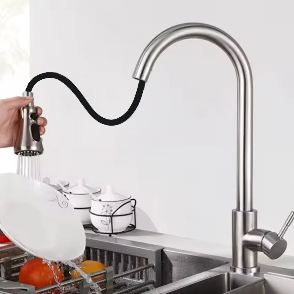 Upgrade Your Kitchen with Our Stylish Hot & Cold Pull-Out Faucet – 3 Versatile Nozzles for Every Need!