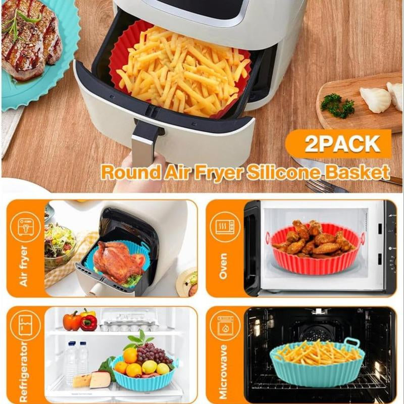 Air Fryer Silicone Liner, 2Pcs Reusable Air Fryer Replacement Basket, Fits 3 to 5 QT Air Fryer, Kitchen Gadgets, Kitchen Accessories, Kitchen Utensils