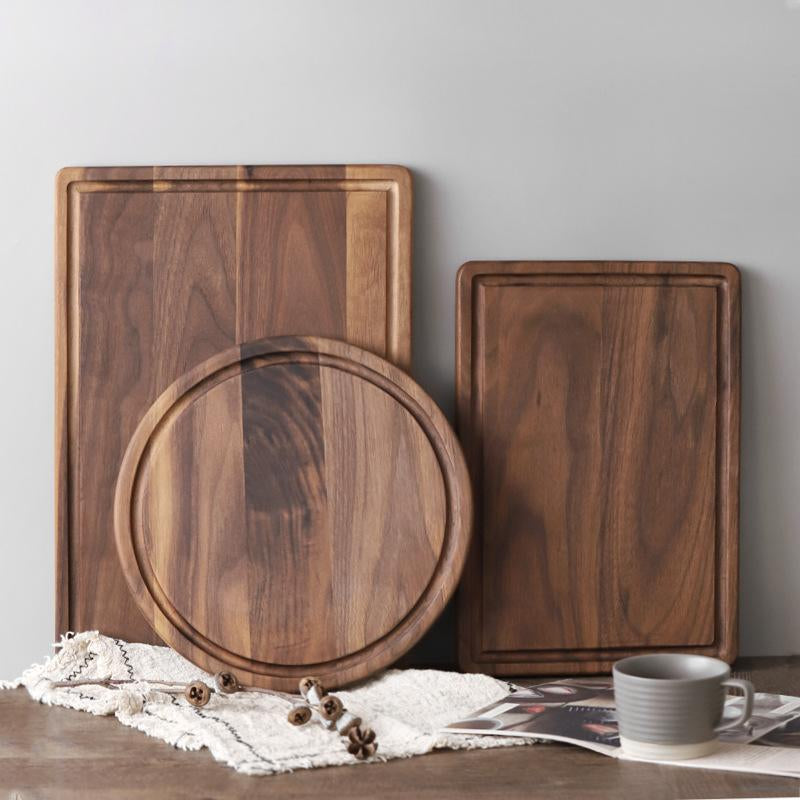 Black Walnut Wood Cutting Board Creative Whole Tray Fruit Chopping Cutting Board Wood Chopping Blocks for Kitchen Knives round Woodcutting Boards