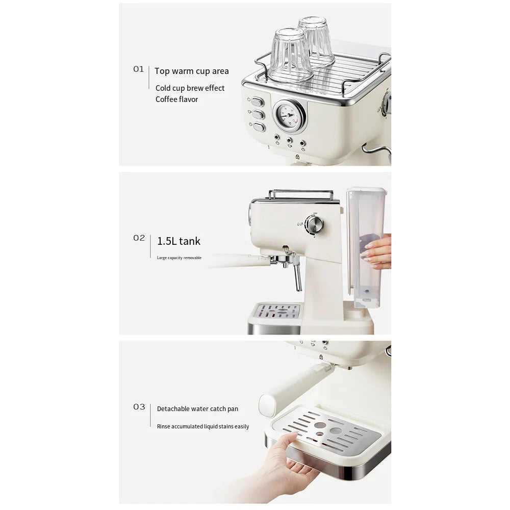 Houselin Professional Espresso Machine 20 Bar with Cappuccino and Steam Milk Frother
